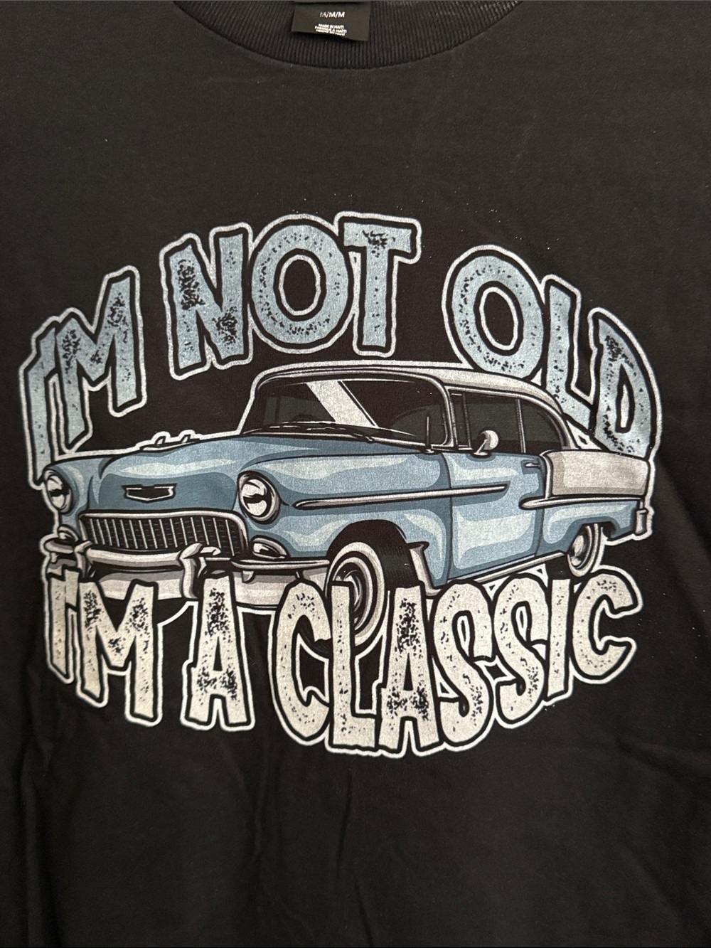 Hanes Black Graphic Tee with Blue Classic Car - Picture 4 of 7